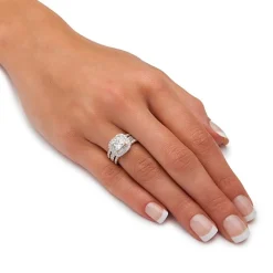 DiamonArt® Womens 2 1/3 CT. T.W. White Cubic Zirconia 14K Gold Over Silver Square Bridal Set