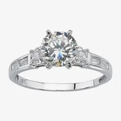 DiamonArt® Womens 2 1/5 CT. T.W. White Cubic Zirconia 10K White Gold Engagement Ring