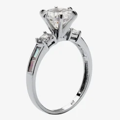 DiamonArt® Womens 2 1/5 CT. T.W. White Cubic Zirconia 10K White Gold Engagement Ring