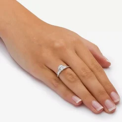 DiamonArt® Womens 2 1/5 CT. T.W. White Cubic Zirconia 10K White Gold Engagement Ring