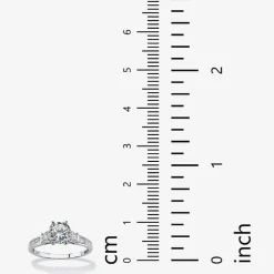 DiamonArt® Womens 2 1/5 CT. T.W. White Cubic Zirconia 10K White Gold Engagement Ring