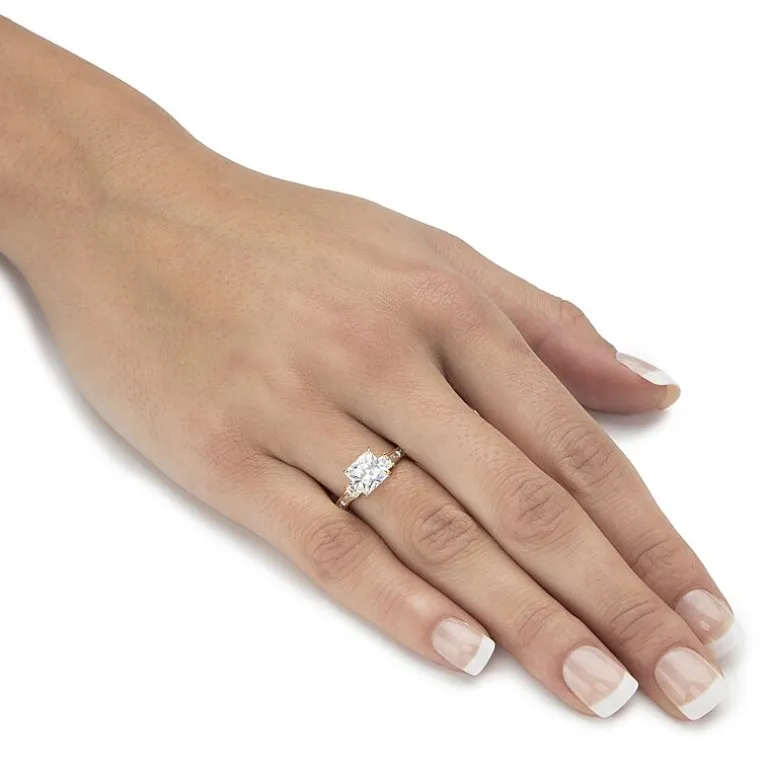 DiamonArt® Womens 2 1/5 CT. T.W. White Cubic Zirconia 10K Gold Square Engagement Ring