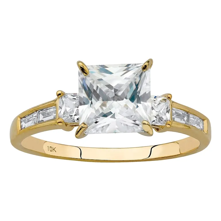DiamonArt® Womens 2 1/5 CT. T.W. White Cubic Zirconia 10K Gold Square Engagement Ring