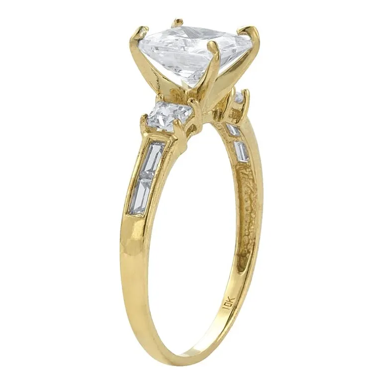 DiamonArt® Womens 2 1/5 CT. T.W. White Cubic Zirconia 10K Gold Square Engagement Ring