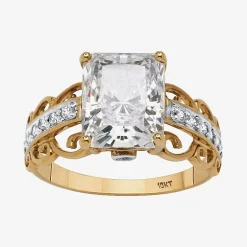 DiamonArt® Womens 3 1/2 CT. T.W White Cubic Zirconia 10K Gold Round Bridal Set