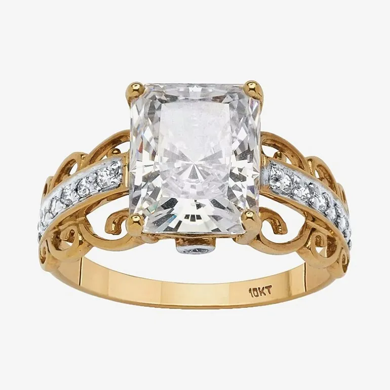DiamonArt® Womens 3 1/2 CT. T.W White Cubic Zirconia 10K Gold Round Bridal Set