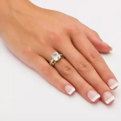 DiamonArt® Womens 3 1/2 CT. T.W White Cubic Zirconia 10K Gold Round Bridal Set