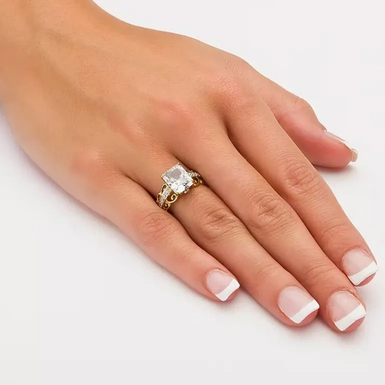 DiamonArt® Womens 3 1/2 CT. T.W White Cubic Zirconia 10K Gold Round Bridal Set