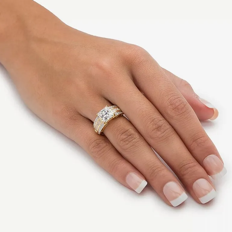 DiamonArt® Womens 2 3/4 CT. T.W. White Cubic Zirconia 10K Gold Engagement Ring