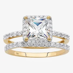 DiamonArt® Womens 2 CT. T.W. White Cubic Zirconia 10K Gold Square Bridal Set