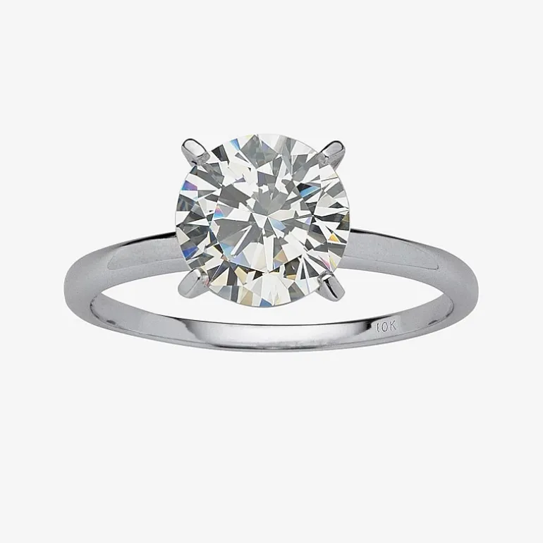 DiamonArt® Womens 2 CT. T.W. White Cubic Zirconia 10K White Gold Engagement Ring
