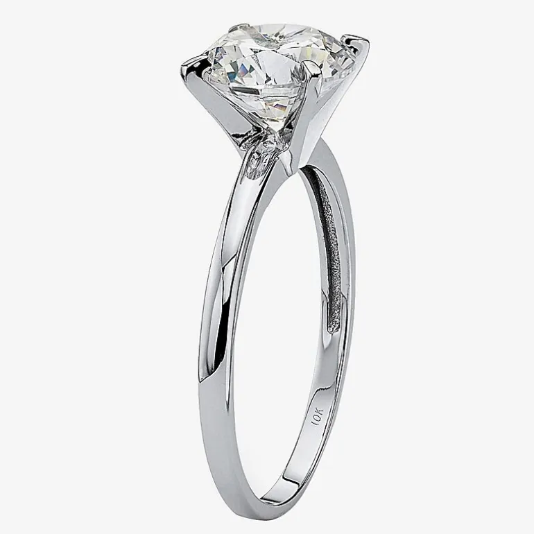 DiamonArt® Womens 2 CT. T.W. White Cubic Zirconia 10K White Gold Engagement Ring