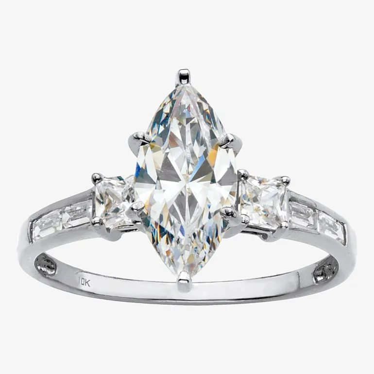 DiamonArt® Womens 2 1/2 CT. T.W. White Cubic Zirconia 10K Gold Diamond Engagement Ring