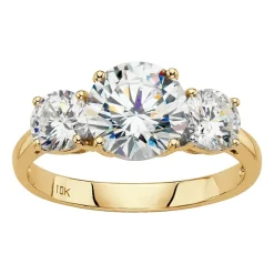 DiamonArt® Womens 3 CT. T.W. White Cubic Zirconia 10K Gold Round Engagement Ring