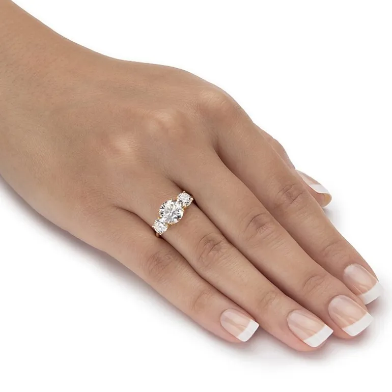 DiamonArt® Womens 3 CT. T.W. White Cubic Zirconia 10K Gold Round Engagement Ring