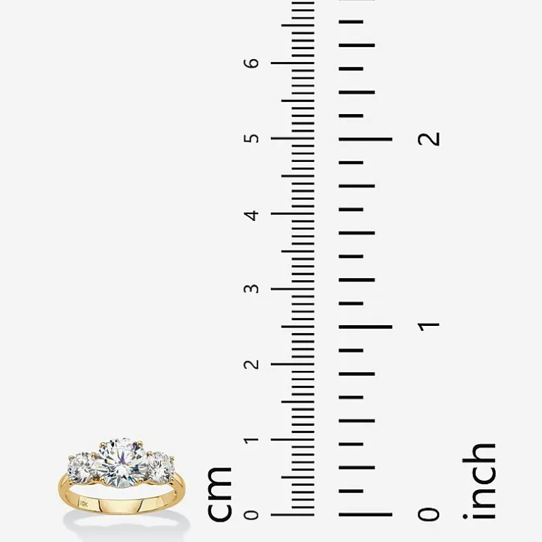 DiamonArt® Womens 3 CT. T.W. White Cubic Zirconia 10K Gold Round Engagement Ring