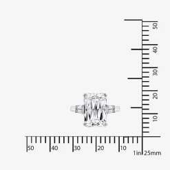 DiamonArt® Womens White Cubic Zirconia Sterling Silver Rectangular Engagement Ring