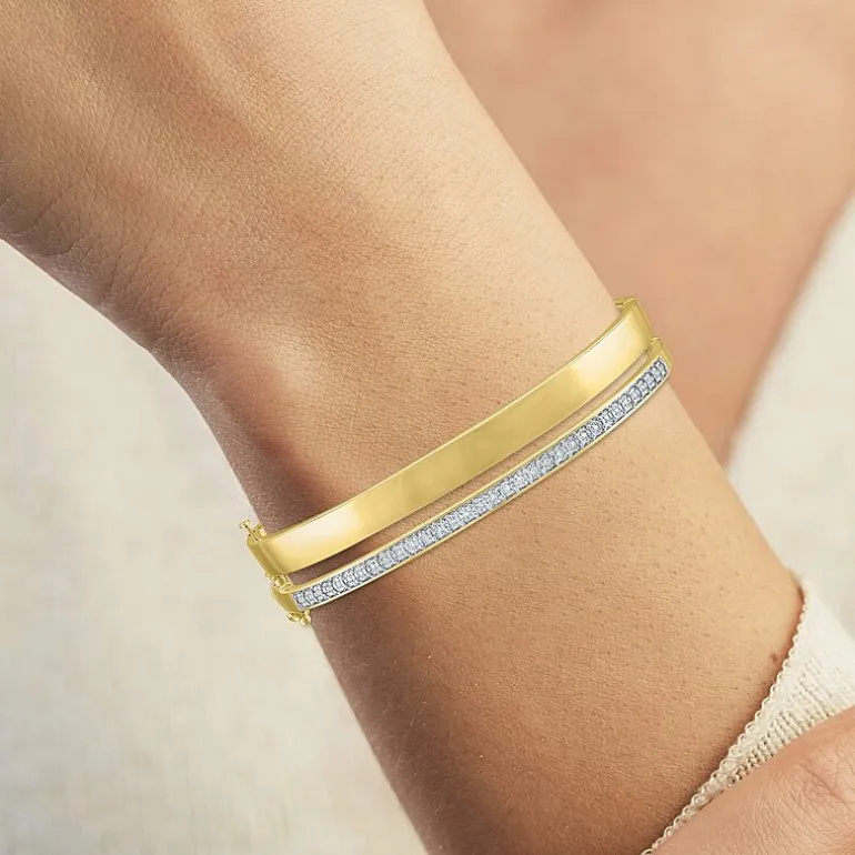 Diamond Addiction (G-H / I1-I2) Womens 2-pc. 1/10 CT. T.W. White Diamond 14K Gold Over Silver Sterling Silver Bracelet Set