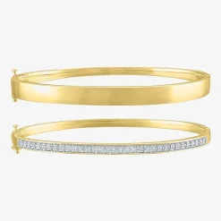 Diamond Addiction (G-H / I1-I2) Womens 2-pc. 1/10 CT. T.W. White Diamond 14K Gold Over Silver Sterling Silver Bracelet Set