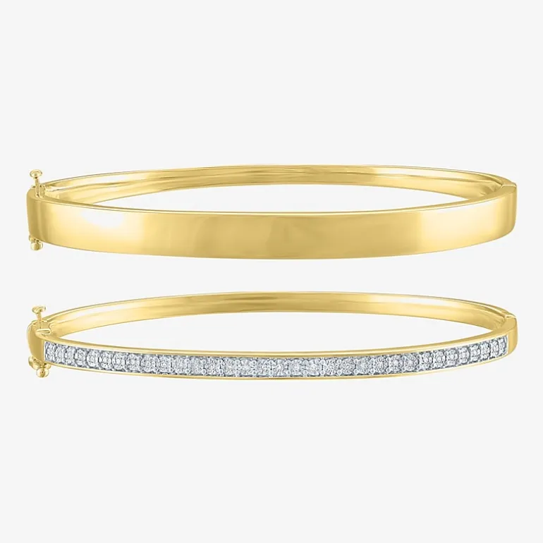 Diamond Addiction (G-H / I1-I2) Womens 2-pc. 1/10 CT. T.W. White Diamond 14K Gold Over Silver Sterling Silver Bracelet Set