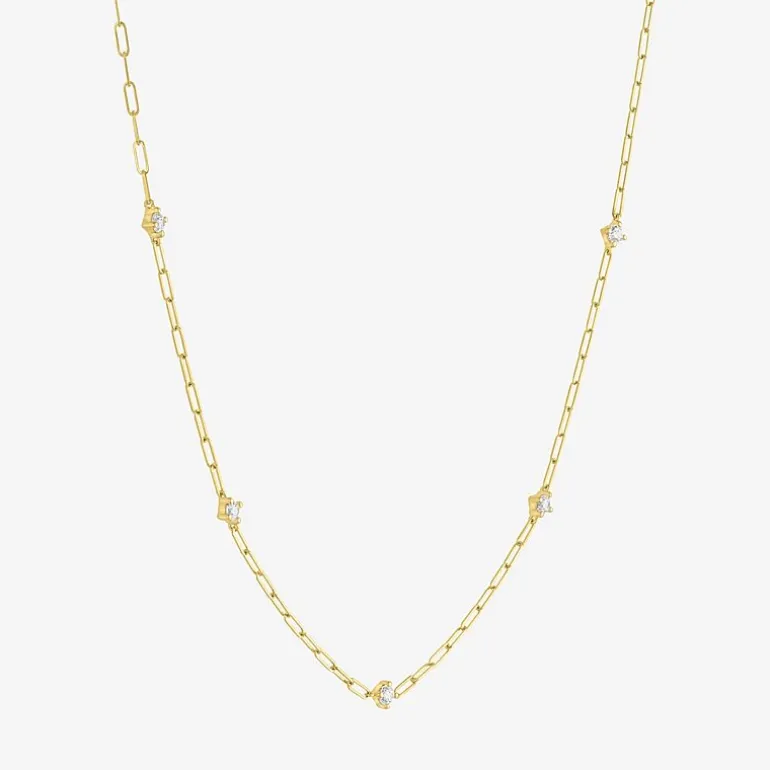 Diamond Addiction (G-H / I1-I2) Womens 1/3 CT. T.W. Lab Grown White Diamond 10K Gold Paperclip Round 18 Inch Pendant Necklace