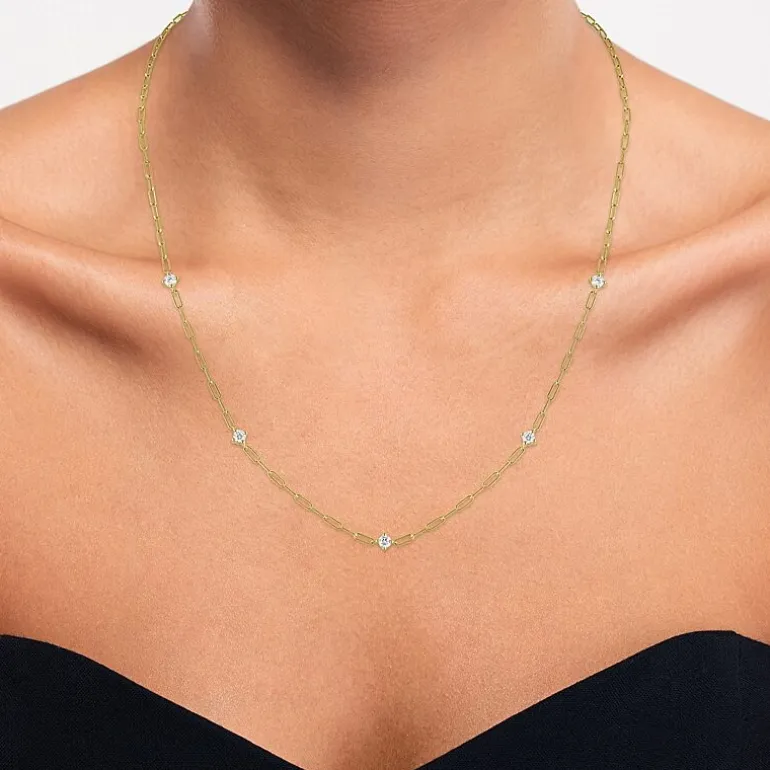 Diamond Addiction (G-H / I1-I2) Womens 1/3 CT. T.W. Lab Grown White Diamond 10K Gold Paperclip Round 18 Inch Pendant Necklace