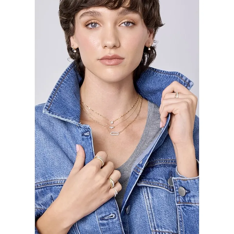 Diamond Addiction (G-H / I1-I2) Womens 1/3 CT. T.W. Lab Grown White Diamond 10K Gold Paperclip Round 18 Inch Pendant Necklace