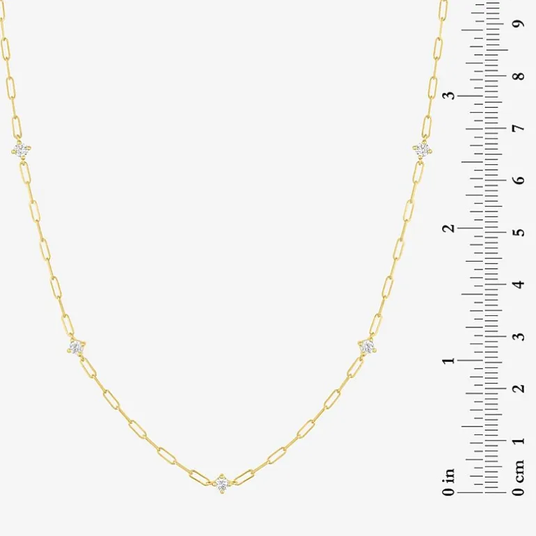 Diamond Addiction (G-H / I1-I2) Womens 1/3 CT. T.W. Lab Grown White Diamond 10K Gold Paperclip Round 18 Inch Pendant Necklace
