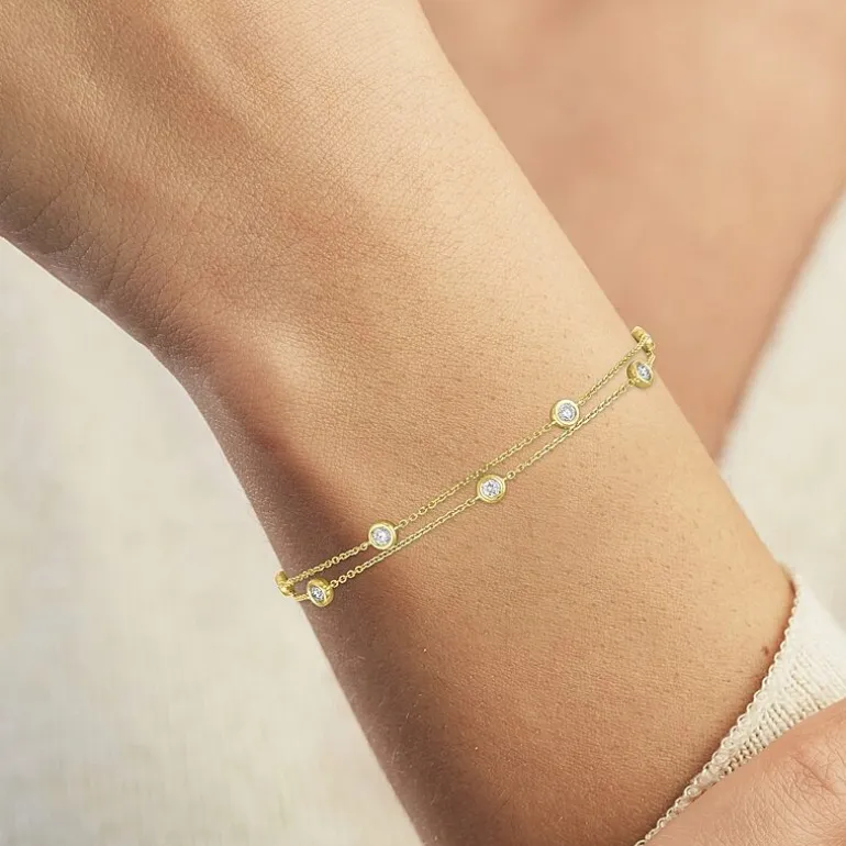 Diamond Addiction (G-H / Si2-I1) 10K Gold 8 Inch Cable Chain Bracelet