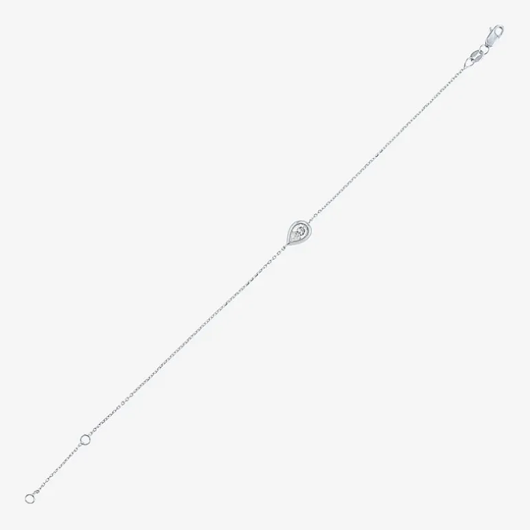 Diamond Addiction (G-H / Si2-I1) Womens 10K Gold 8 Inch Cable Pear Chain Bracelet