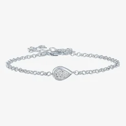 Diamond Addiction (G-H / Si2-I1) Womens 10K Gold 8 Inch Cable Pear Chain Bracelet