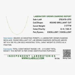 Diamond Addiction (G-H / Si2-I1) Womens 2 CT. T.W. Lab Grown White Diamond 10K Gold 20 Inch Pendant Necklace