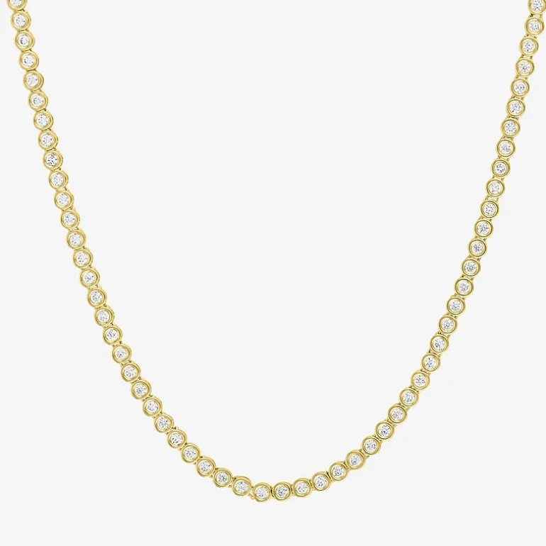 Diamond Addiction (G-H, Si2-I1) Womens White Diamond 14K Gold Over Silver 17 Inch Tennis Necklace