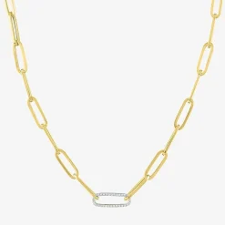 Diamond Addiction (G-H / Si2-I1) Womens 1/10 CT. T.W. Lab Grown White Diamond 10K Gold Paperclip 18 Inch Pendant Necklace