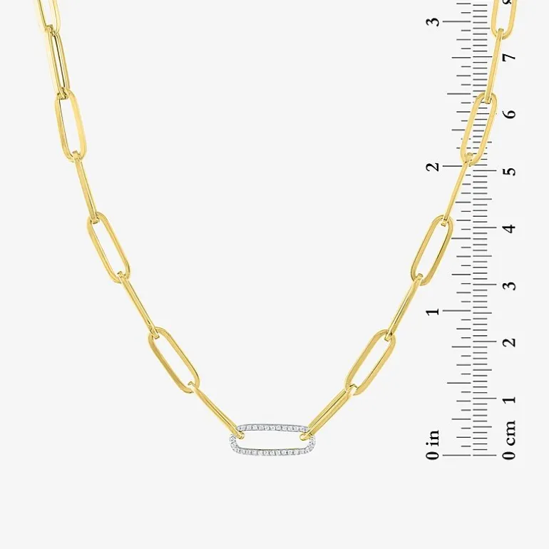 Diamond Addiction (G-H / Si2-I1) Womens 1/10 CT. T.W. Lab Grown White Diamond 10K Gold Paperclip 18 Inch Pendant Necklace