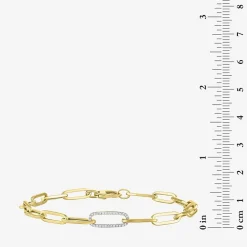 Diamond Addiction (G-H / Si2-I1) Womens Lab Grown Diamond 10K Gold 8 Inch Hollow Paperclip Chain Bracelet