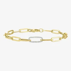 Diamond Addiction (G-H / Si2-I1) Womens Lab Grown Diamond 10K Gold 8 Inch Hollow Paperclip Chain Bracelet
