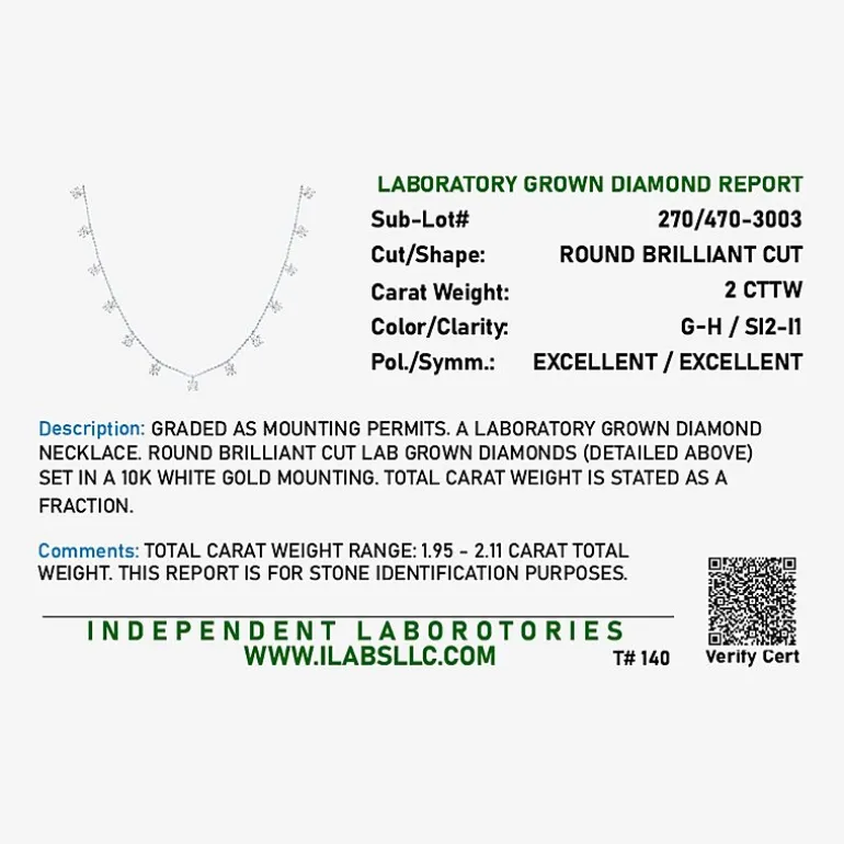 Diamond Addiction (G-H,Si2-I1) Womens 2 CT. T.W. Lab Grown White Diamond 10K Gold 18 Inch Pendant Necklace