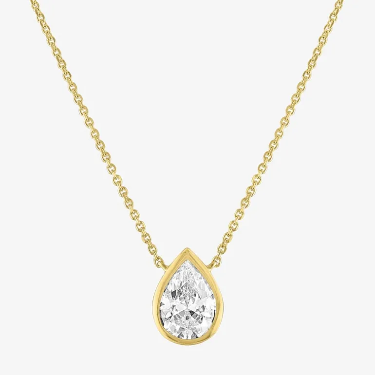 Diamond Addiction (G-H / Si2-I1) Womens 1 CT. T.W. Lab Grown White Diamond 14K Gold Pear 18 Inch Pendant Necklace