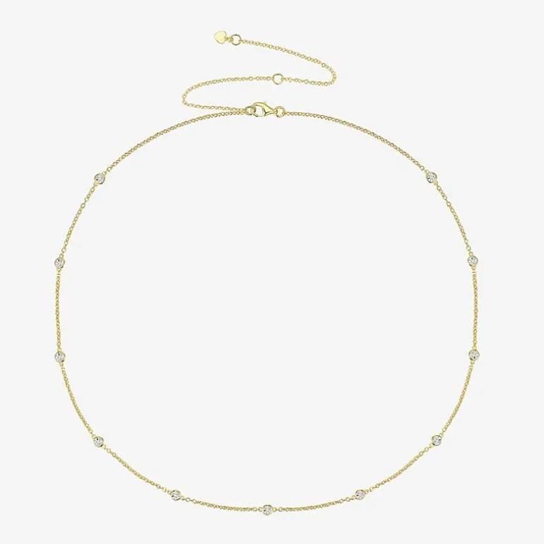 Diamond Addiction Womens 1/10 CT. T.W. Natural White Diamond 14K Gold Over Silver 16 Inch Pendant Necklace