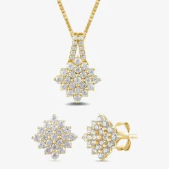 Diamond Blossom 1 CT. T.W. Lab Grown White Diamond 10K White or Yellow Gold Star 2-pc. Jewelry Set