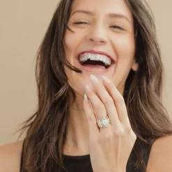 Diamond Blossom (H-I / I1) Womens 2 CT. T.W. Lab Grown White Diamond 10K Gold Side Stone Cocktail Ring