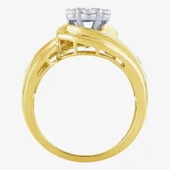 Diamond Blossom (H-I / I1) Womens 2 CT. T.W. Lab Grown White Diamond 10K Gold Side Stone Cocktail Ring