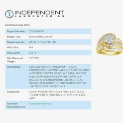 Diamond Blossom (H-I / I1) Womens 2 CT. T.W. Lab Grown White Diamond 10K Gold Side Stone Cocktail Ring