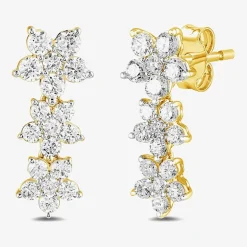 Diamond Blossom Womens 1 CT. T.W. Lab Grown White Diamond 10K Gold Flower Drop Earrings