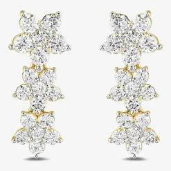 Diamond Blossom Womens 1 CT. T.W. Lab Grown White Diamond 10K Gold Flower Drop Earrings
