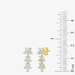 Diamond Blossom Womens 1 CT. T.W. Lab Grown White Diamond 10K Gold Flower Drop Earrings