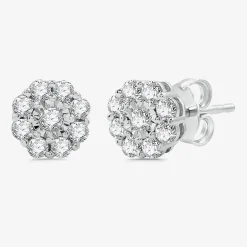Diamond Blossom Womens 1 CT. T.W. Lab Grown White Diamond Flower Pendant Necklace Set