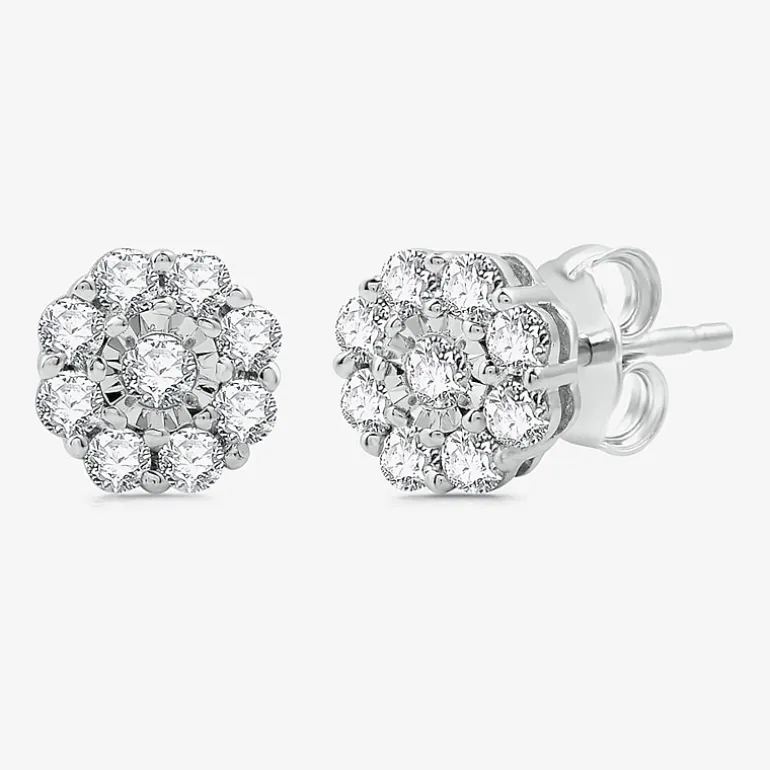 Diamond Blossom Womens 1 CT. T.W. Lab Grown White Diamond Flower Pendant Necklace Set