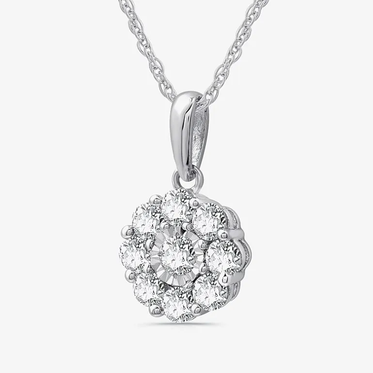 Diamond Blossom Womens 1 CT. T.W. Lab Grown White Diamond Flower Pendant Necklace Set
